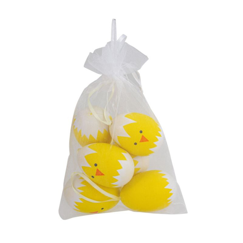 Osterbehang Ei Huhn kaufen gelbe Osteranhänger 6 Stück